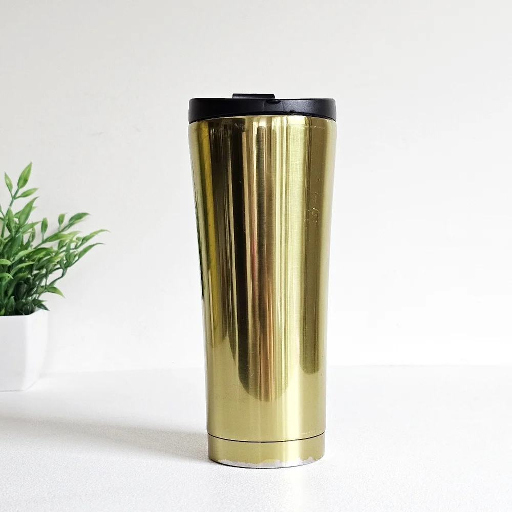 Starbucks 2016 Stainless Steel Vacuum Insulated Tumbler Mirror Gold 16Oz Cup Mug